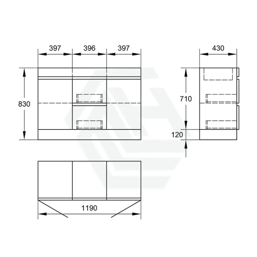 2-Door 2-Mid-Drawer 1200/1500/1800mm Freestanding Bathroom Vanity Kickboard Single/Double Multi-Colour Cabinet Only