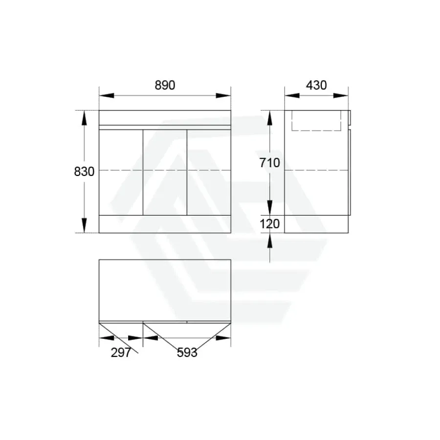 3-Door 900/1200mm Freestanding Bathroom Vanity with Kickboard 900/1200mm Single/Double Multi-Colour Cabinet Only