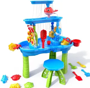 3-Tier Outdoor Sand and Water Playset with Chair