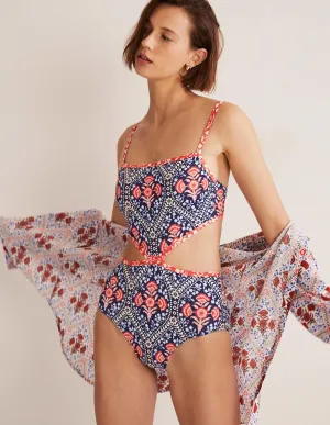 Alba Cut-out Detail Swimsuit-French Navy, Poppy Garden