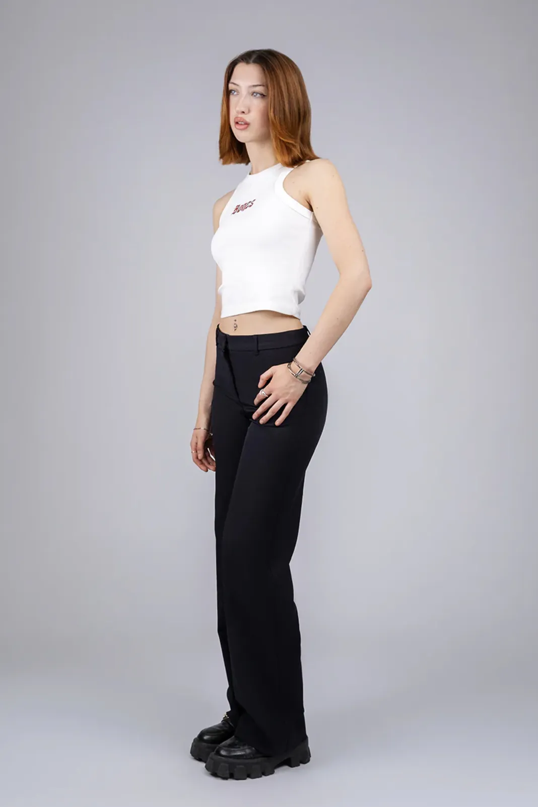 BILLY BONES CLUB GOTHIC SINGLET TOP - VINTAGE WHITE