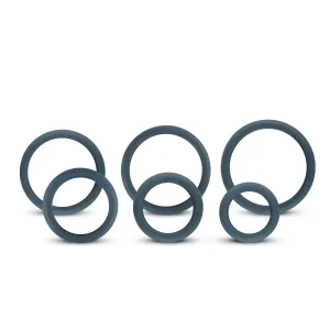 6-Piece Wide Grey Cock Ring Set for Enhanced Performance