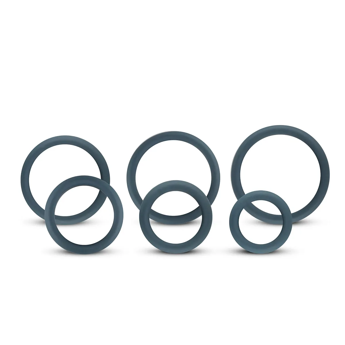 6-Piece Wide Grey Cock Ring Set for Enhanced Performance