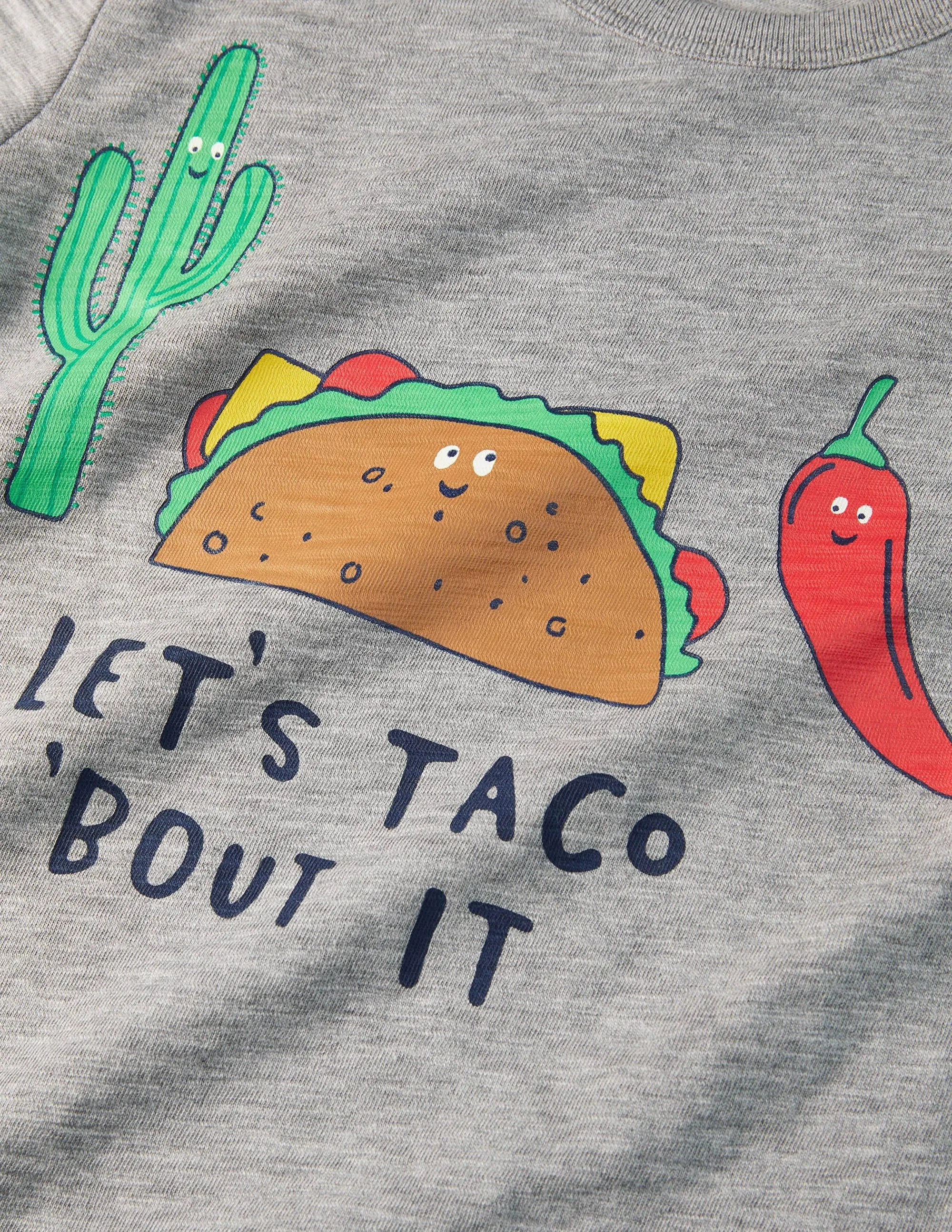 Graphic Pun T-shirt-Grey Marl Lets Taco 'Bout It