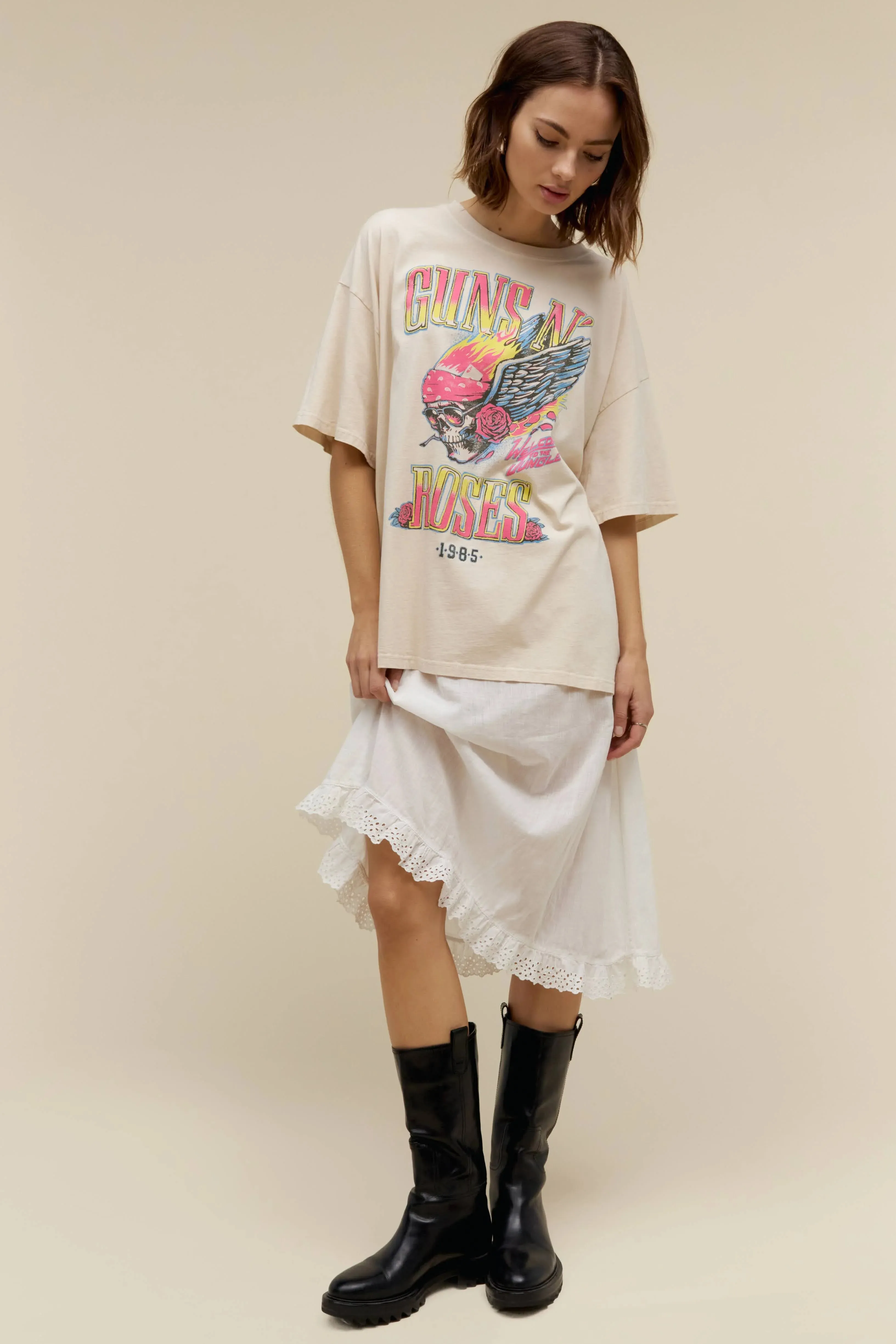 guns n roses flaming skull tee