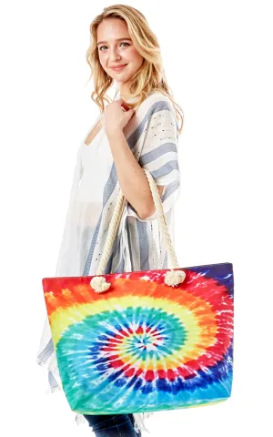LOA315 Tie Dye Rainbow Printed Beach Bag