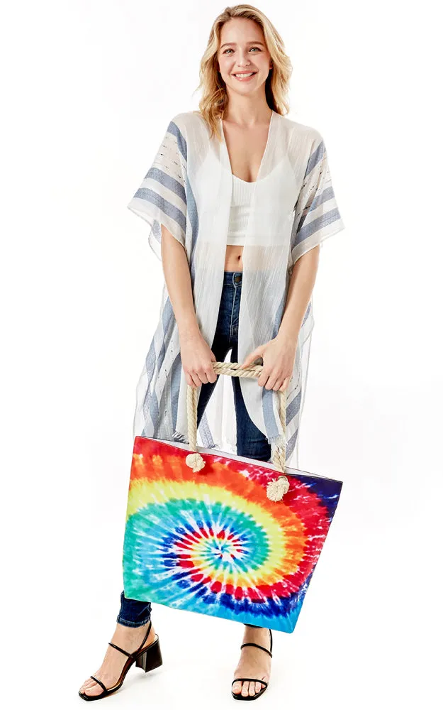 LOA315 Tie Dye Rainbow Printed Beach Bag
