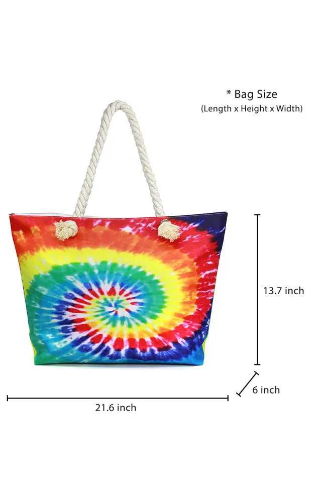 LOA315 Tie Dye Rainbow Printed Beach Bag