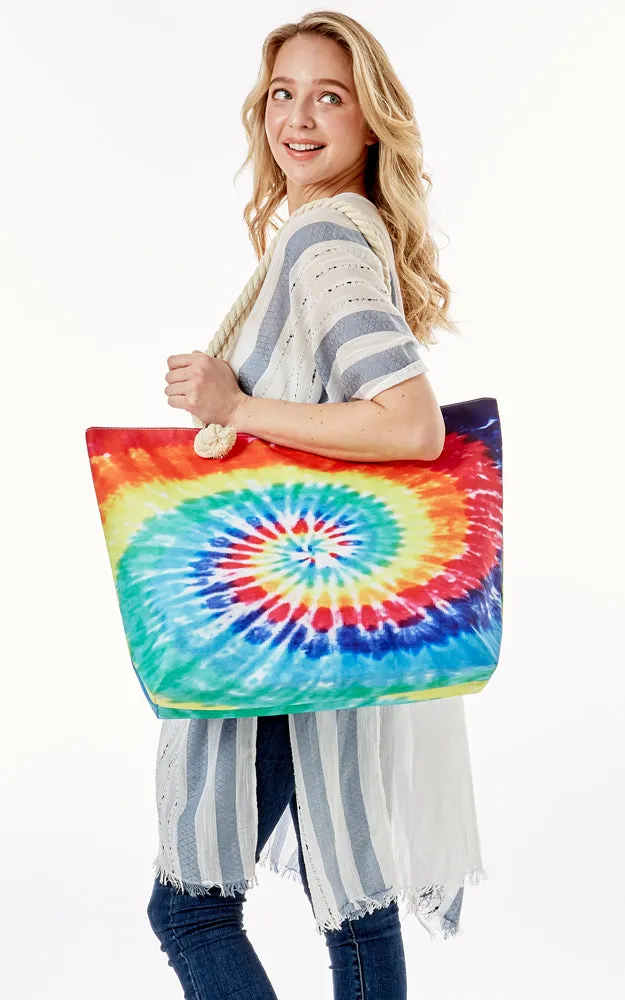 LOA315 Tie Dye Rainbow Printed Beach Bag