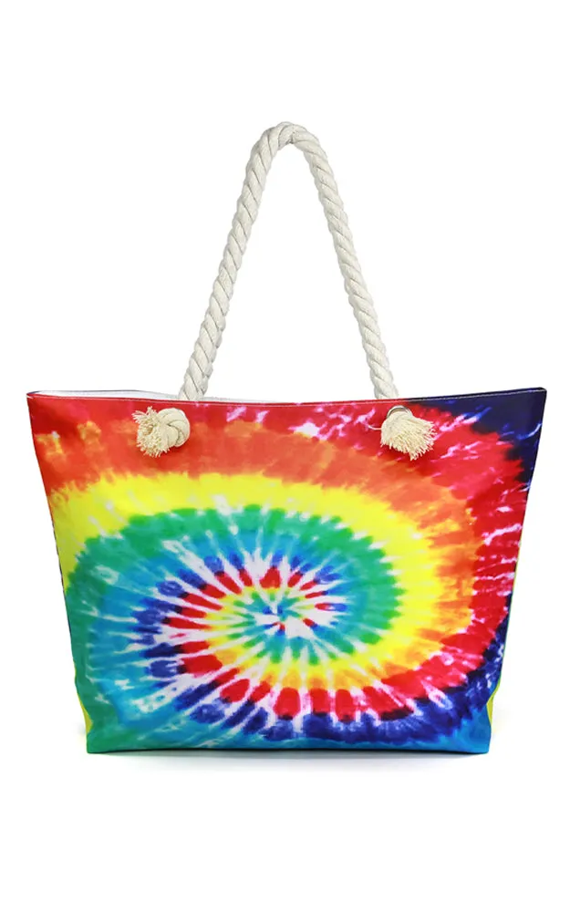 LOA315 Tie Dye Rainbow Printed Beach Bag