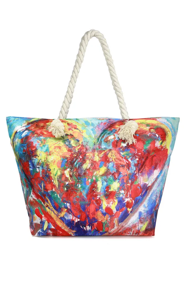 LOA338 Heart Printed Beach Bag