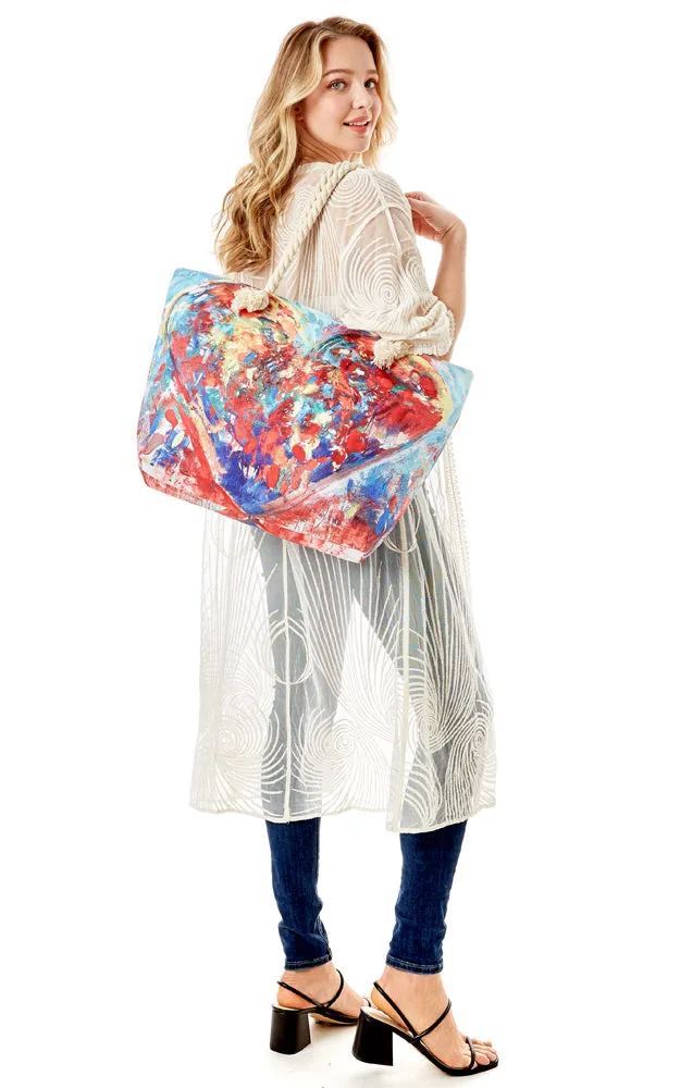 LOA338 Heart Printed Beach Bag