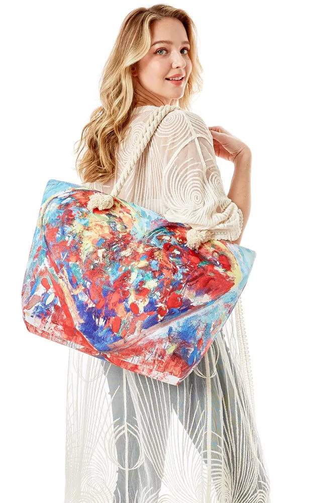 LOA338 Heart Printed Beach Bag
