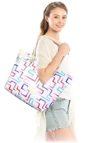 LOA345 Abstract Greek Key Beach Bag