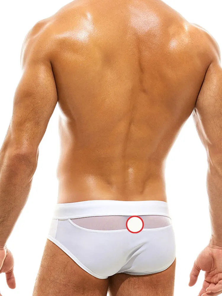 Men's Padded Solid Drawstring Swimsuit Bikini Briefs