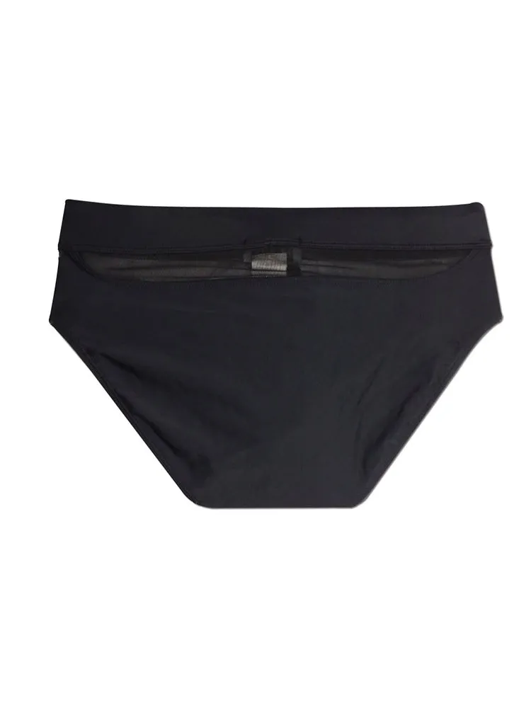 Men's Padded Solid Drawstring Swimsuit Bikini Briefs