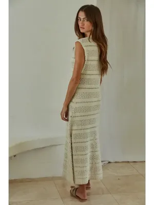 NB Knit  Cotton Crochet See Through Midi Dress