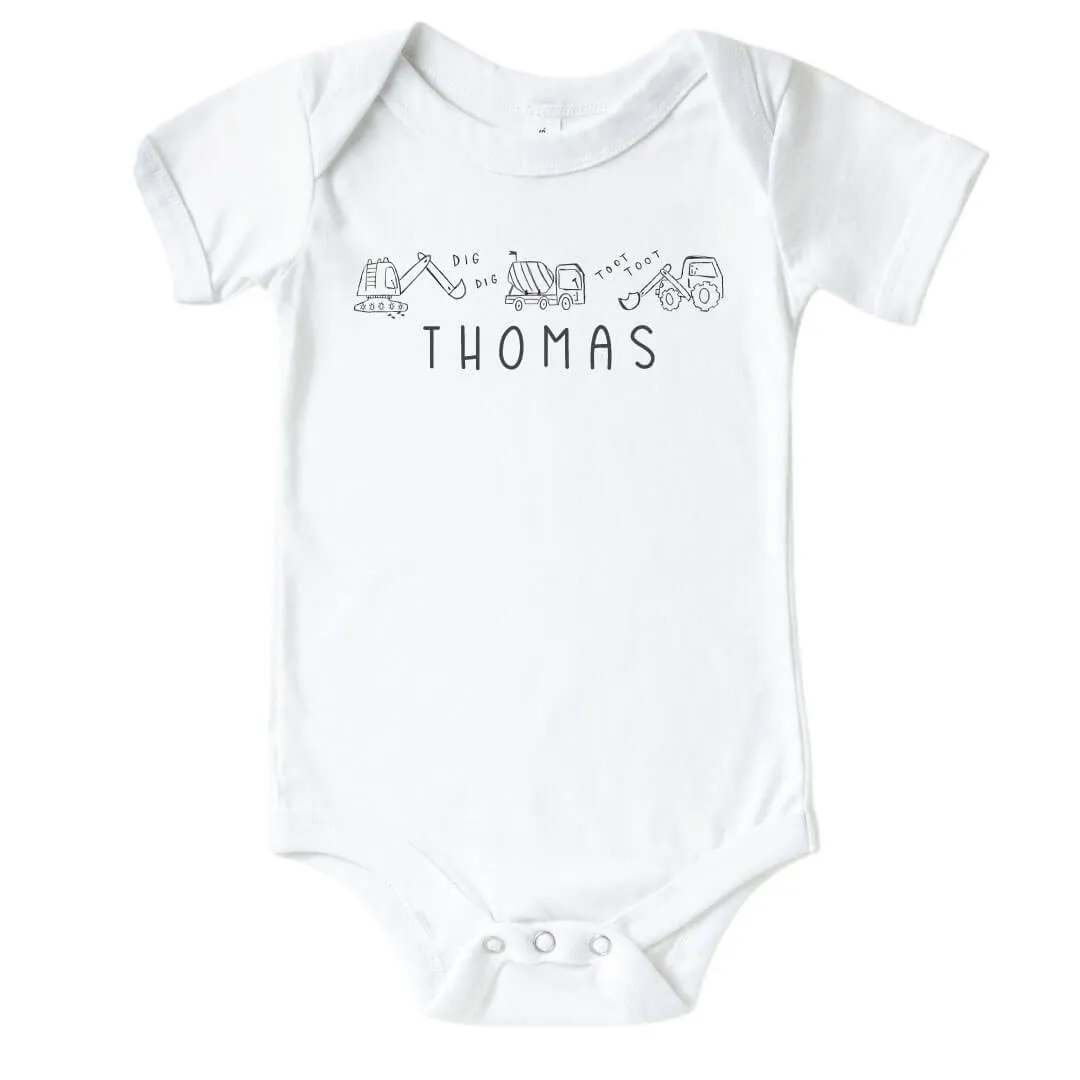 Personalized Doodle Dozers Graphic Bodysuit | White