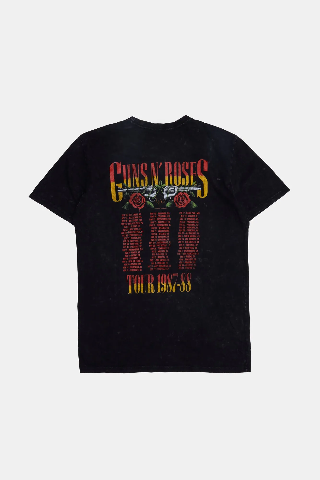 T-shirt délavé à l'acide imprimé Guns N' Roses Tour homme