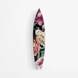 Vintage Dark Peony Mural Printed Acrylic Surfboard Wall Art